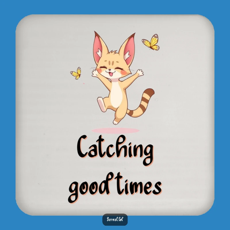 Funny Serval Butterfly Coaster: Protect Surfaces with Kawaii Charm