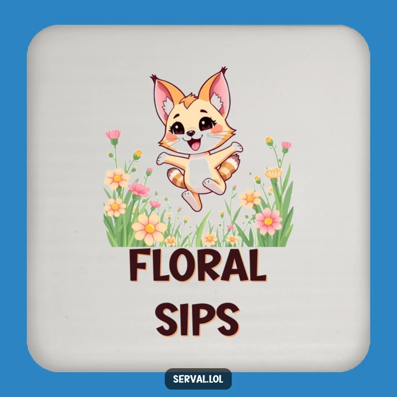 Funny Kawaii Serval Flower Bound Coaster Set - Joyful Table Protection