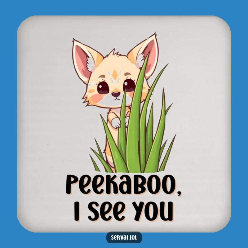 Funny Kawaii Serval Peeking Coaster Set - Protect Surfaces with Humor
