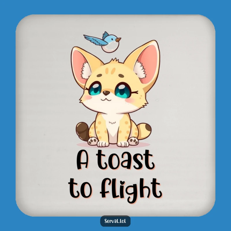 Funny Serval Bird Watching Coasters: Protect Surfaces with Sweet Charm