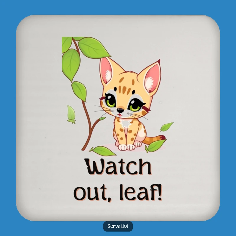 Funny Serval Leaf Stalking Coaster: Hilarious Gift to Protect Your Surfaces!