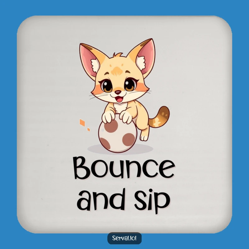 Funny Serval Pounce Coaster Set: Protect Surfaces with Playful Fun