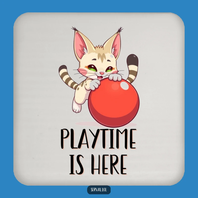 Funny Serval Pouncing Ball Coaster - Protect Surfaces with Playful Action