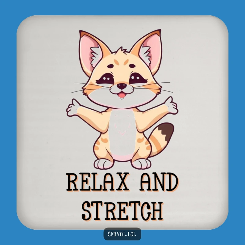 Funny Serval Stretching Drink Coaster: Protect Surfaces with This Hilarious Funny Gift