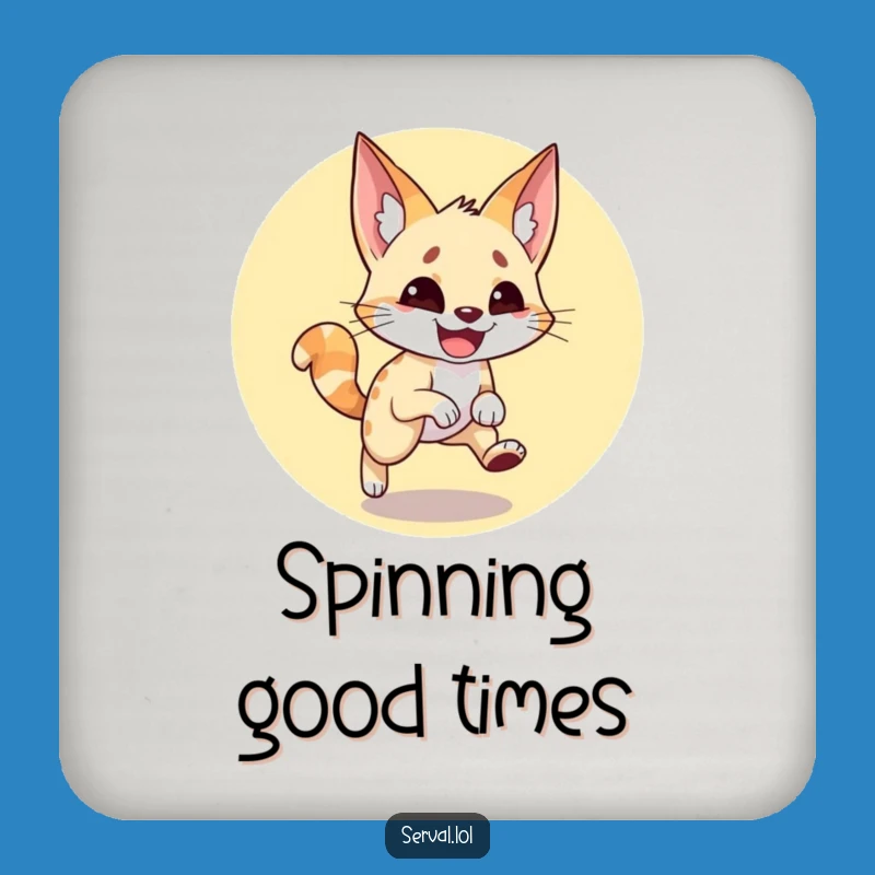 Funny Serval Tail Chase Drink Coaster: Protect Surfaces with Feline Fun, Perfect Funny Gift