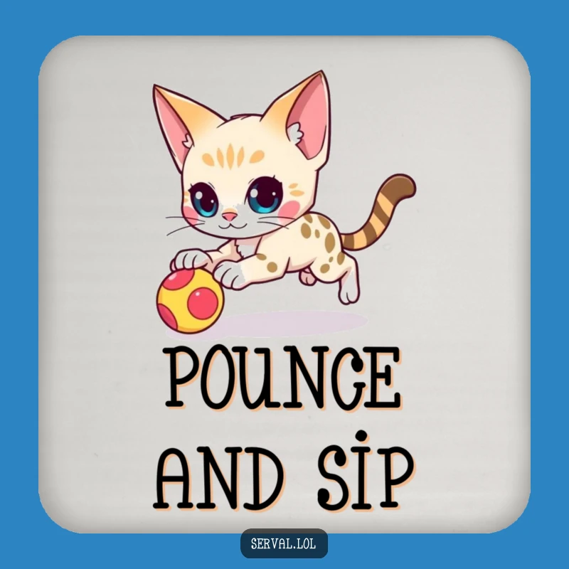 Funny Serval Pounce Coaster: Agile Protection for Surfaces Gift