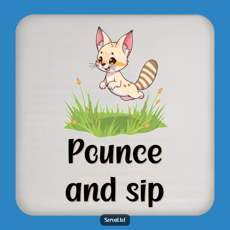 Funny Serval Leap Coaster: Protect Surfaces with Playful Style