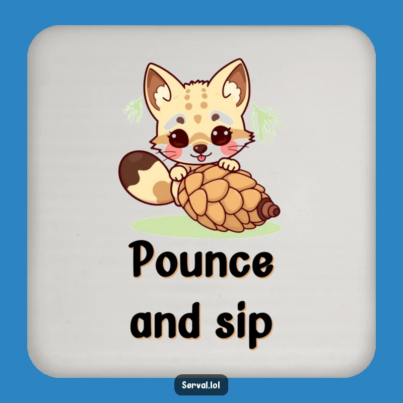 Funny Serval Pouncing Coaster Set: Protect Surfaces with Playful, Hilarious Art