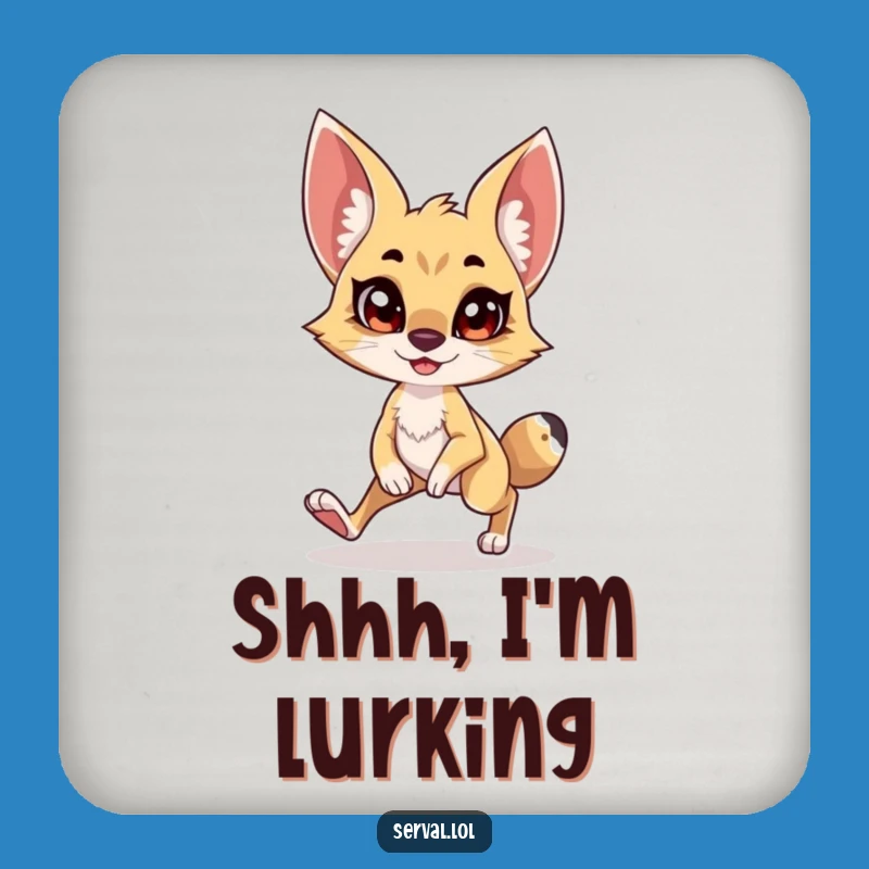 Funny Serval Tiptoe Coaster: Comical Stealthy Cat Protector, Humorous Drink Gift