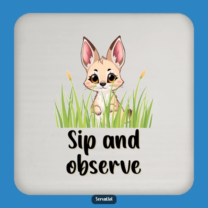 Funny Serval Peek Drink Coaster: Protect Surfaces with Curious Charm