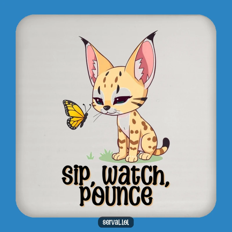 Funny Serval Butterfly Coaster - Hilarious Protection for Your Surfaces!