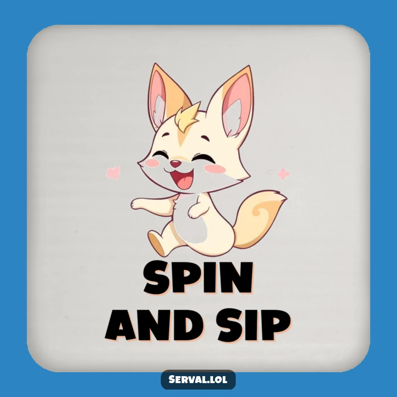 Funny Serval Coaster - Joyful Twirling Decor, Chic Humorous Table Accent