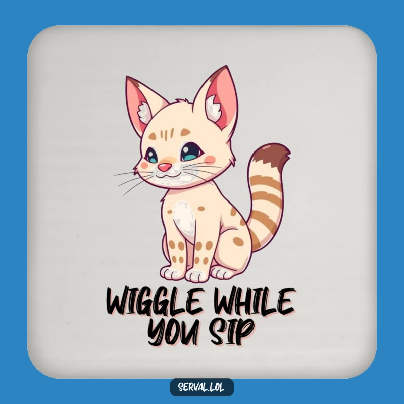 Funny Serval Tail Wiggle Coaster - Hilarious Protection for Your Surfaces!
