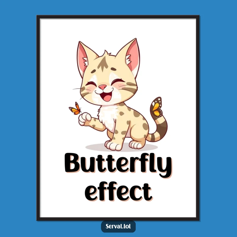 Funny Serval Pounce Poster: Whimsical Art for Your Space