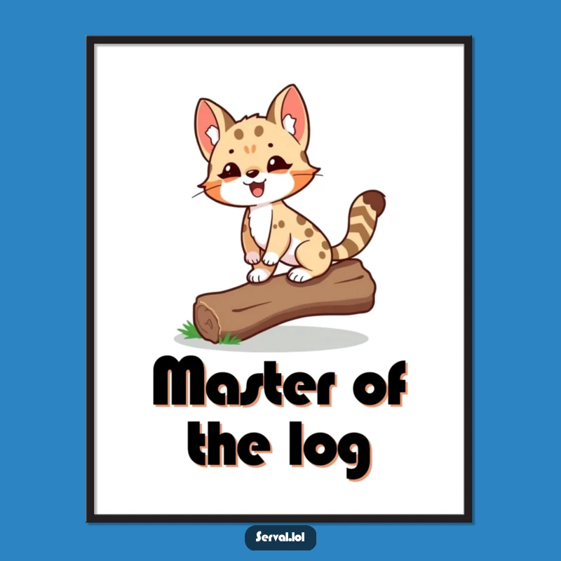 Funny Serval Balancing Poster: Proud Wild Cat Wall Art, Perfect Funny Gift