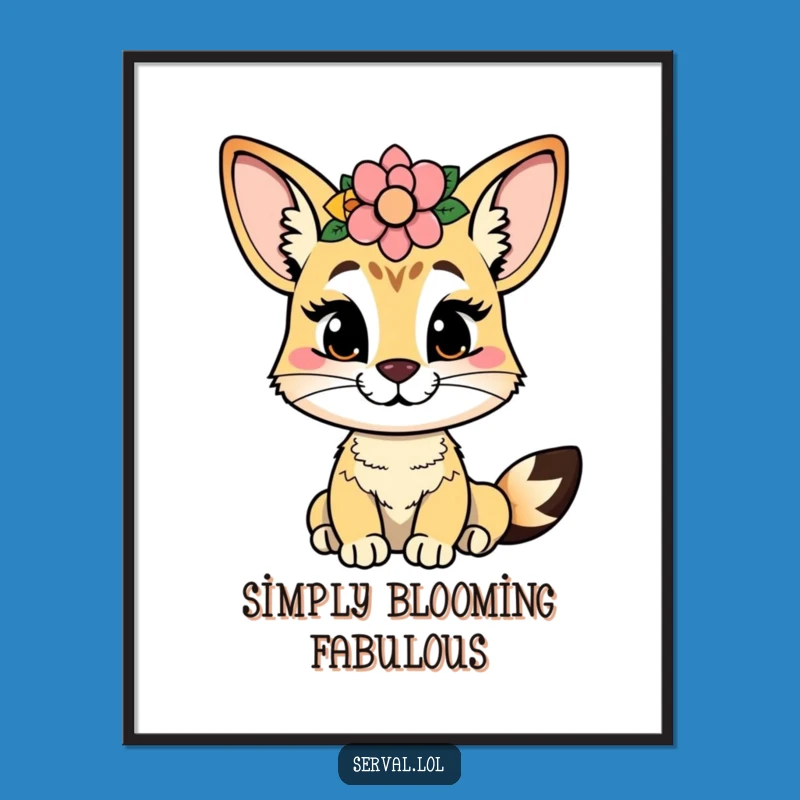 Funny Serval Flower Crown Poster: Adorn Your Walls with Cheeky Beauty