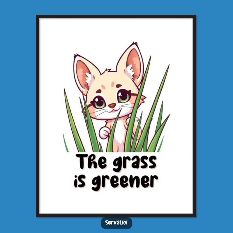 Funny Serval Peeking Poster: Adorable Wild Cat Art for Your Walls