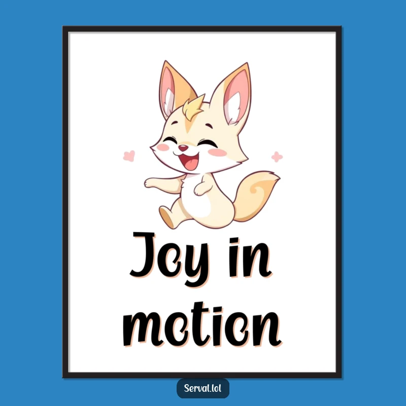 Funny Serval Poster - Joyful Twirling Art, Whimsical Humorous Wall Decor