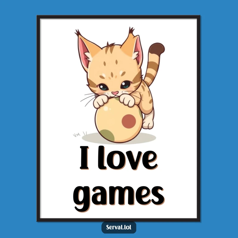 Funny Serval Pounce Poster: Dynamic Cat Art, Perfect Funny Gift for Walls