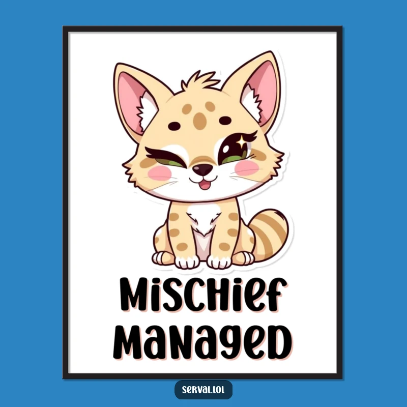 Funny Winking Serval Poster: Add a Spark of Mischief to Your Walls