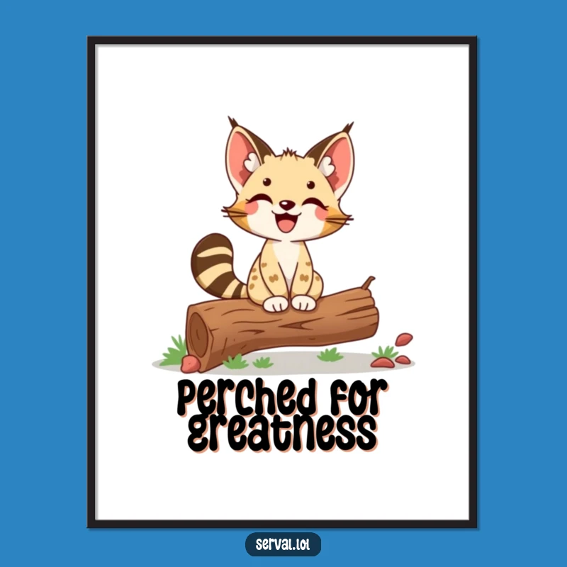 Funny Serval Balancing Poster: Proud Wild Cat Art for Your Walls