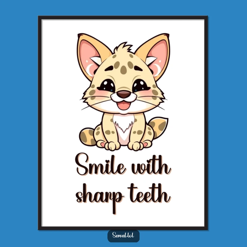Funny Kawaii Serval Poster: Grin-Worthy Art for Your Wall