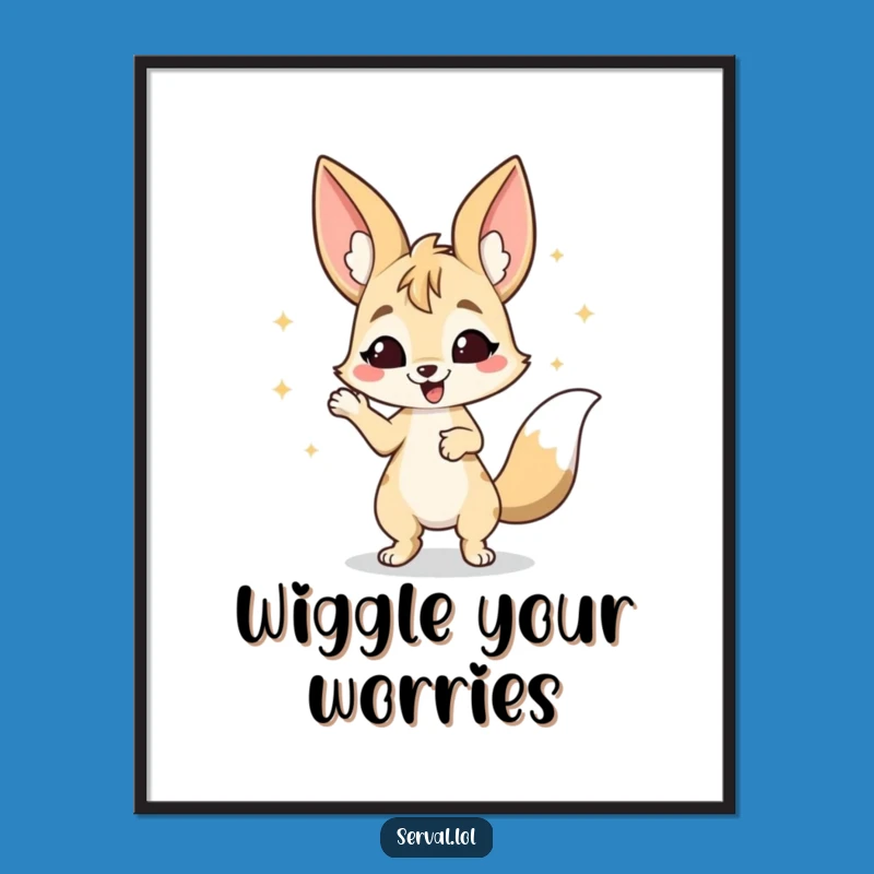 Funny Serval Wiggle Poster: Happy Dancing Cat Art, Hilarious Celebration Decor