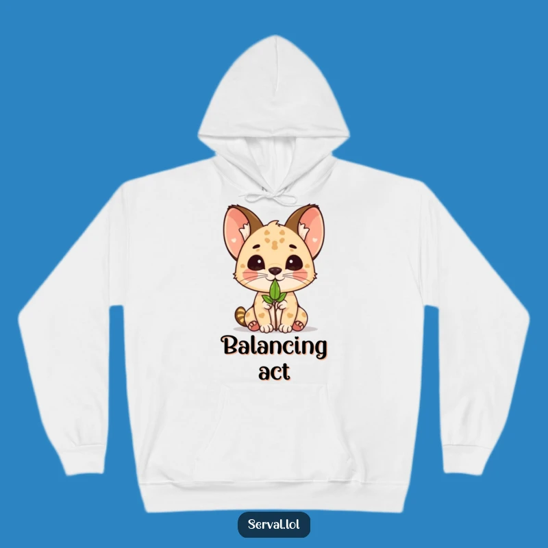 Cozy Funny Kawaii Serval Leaf Balance Hoodie - Cute & Comfy