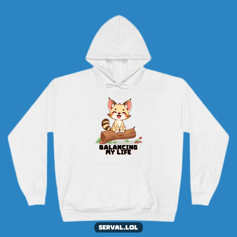Cozy Funny Serval Balancing Hoodie: Warm Comfort for Proud Moments
