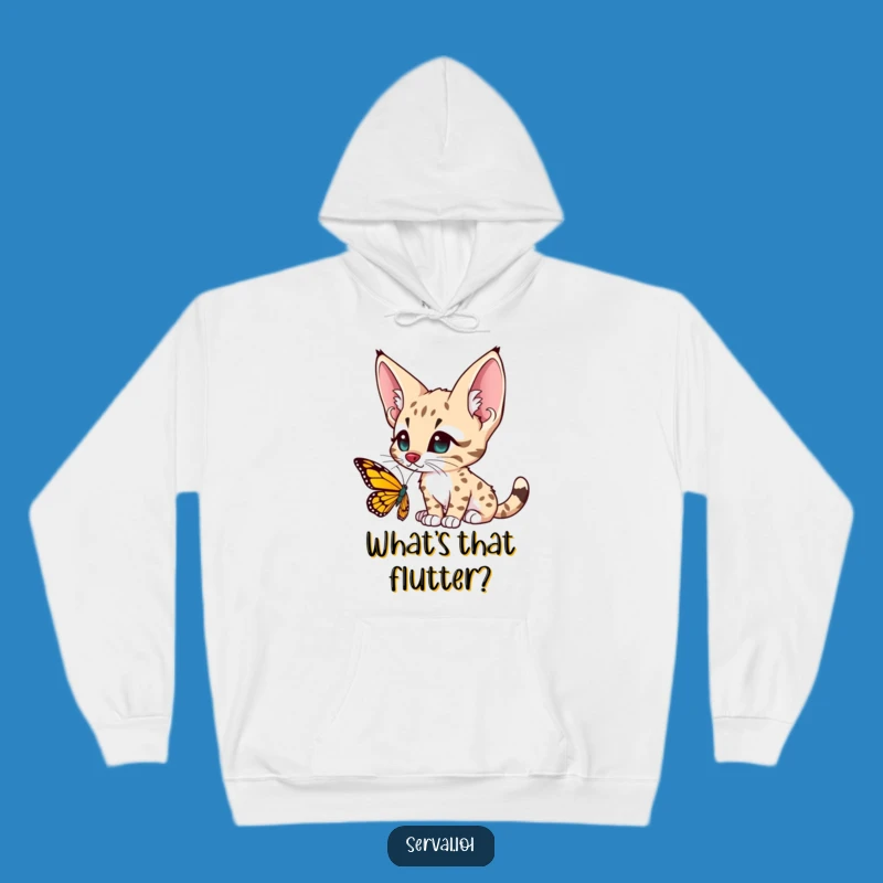 Funny Serval Butterfly Curiosity Hoodie - Cozy Charm for Curious Minds