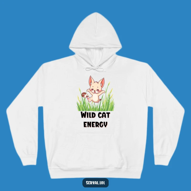 Funny Serval Leaping Hoodie: Cozy Up With a Playful Wild Cat