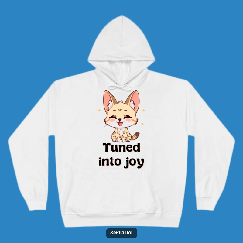 Funny Serval Listening Hoodie: Comfy Perked Ears Cat Pullover, Joyful Gift