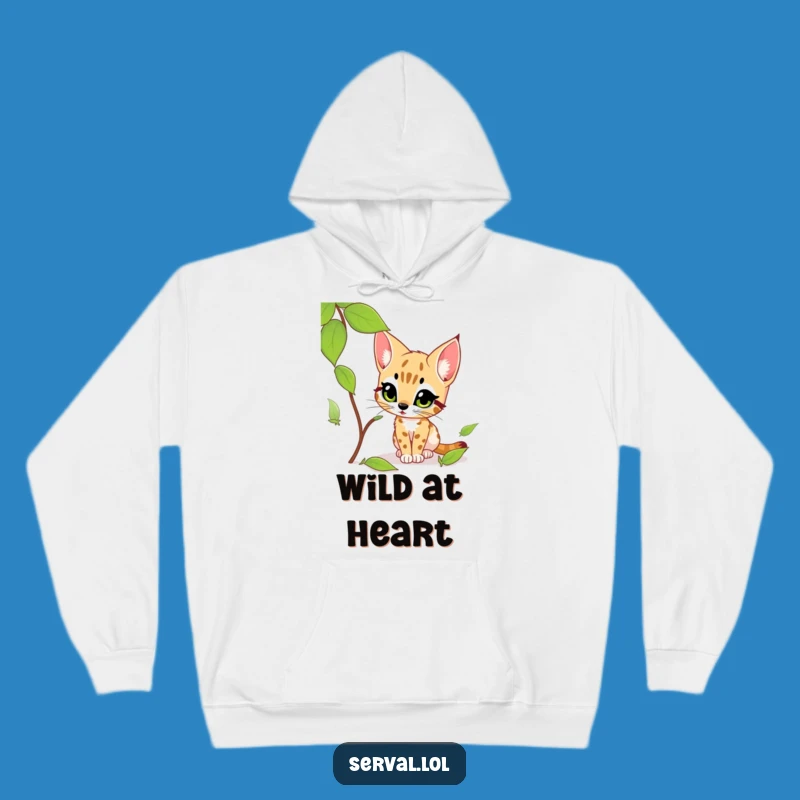 Funny Serval Stalking Leaf Hoodie: Cozy & Hilarious Gift for Wildlife Lovers