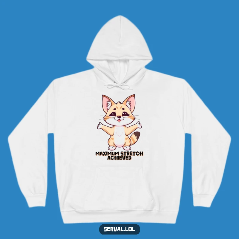 Funny Serval Stretching Hoodie: Cozy Up in This Hilarious Cat Lover's Funny Gift