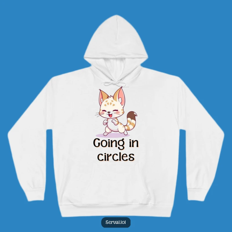 Cozy Funny Serval Tail Chase Hoodie: Playful Feline Comfort