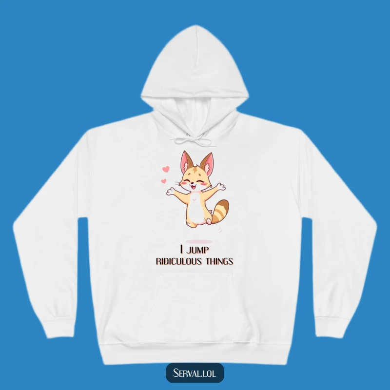 Cozy Funny Serval Jump Hoodie: Warmth Meets Wild Feline Grace