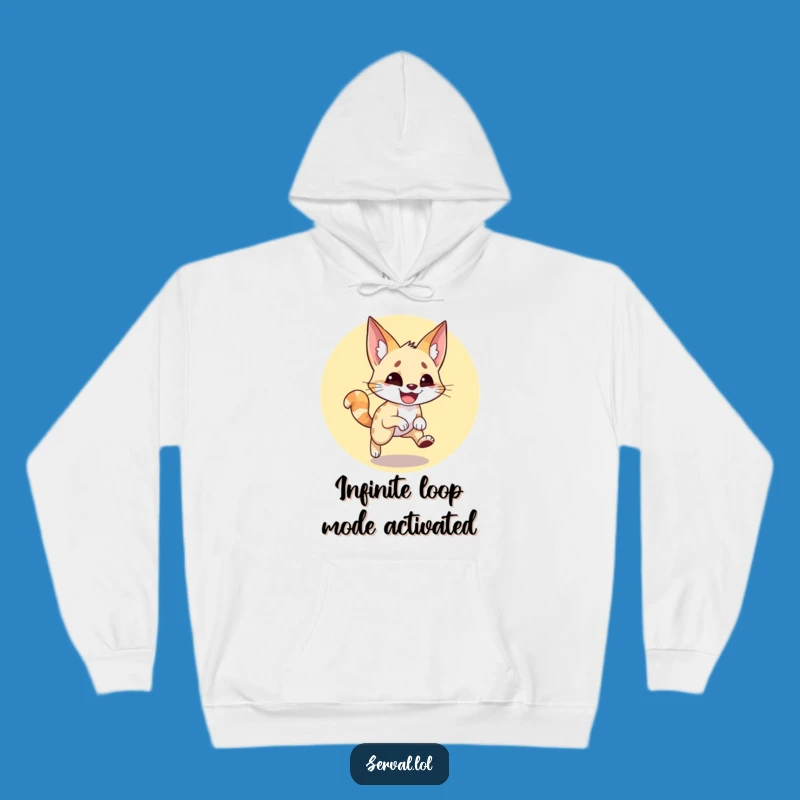 Funny Serval Tail Chase Hoodie: Cozy Feline Merriment, Ideal Funny Gift for Cold Days