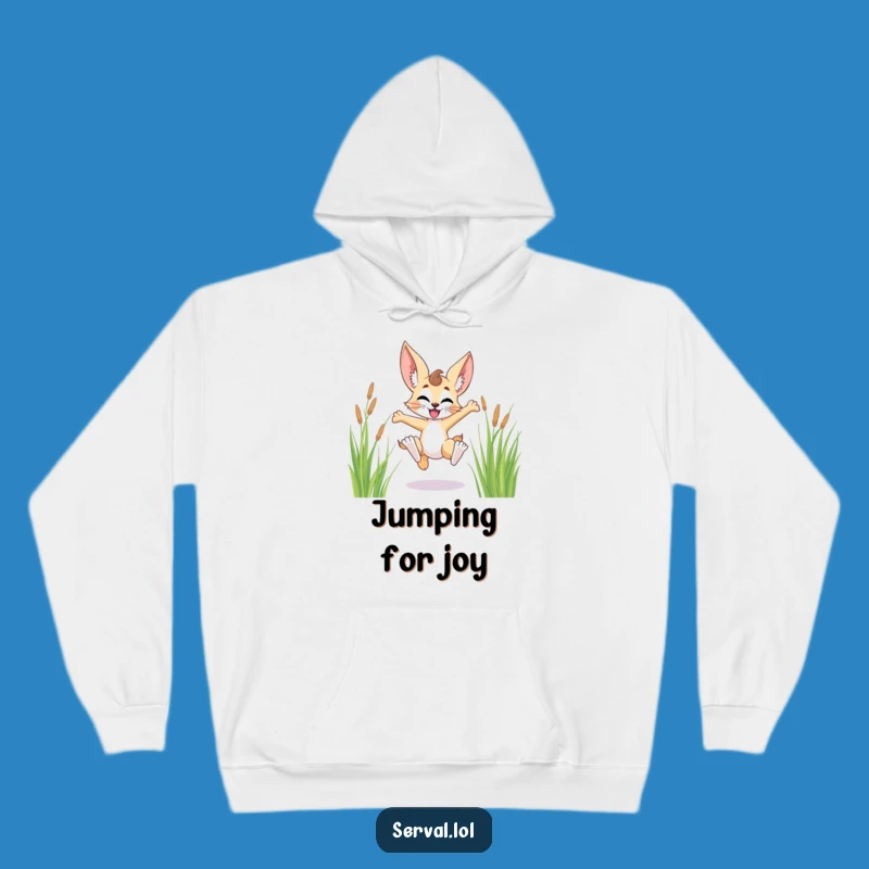 Funny Serval Leaping Grass Hoodie - Cozy Comfort, Wild Spirit
