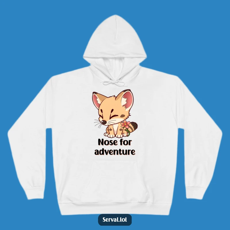 Cozy Funny Serval Flower Sniffing Hoodie: Warm Curious Cat Wearable, Great Funny Gift