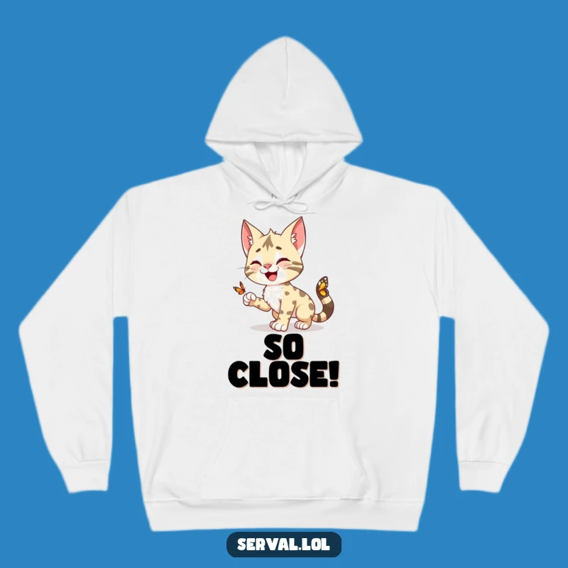 Cozy Funny Serval Pounce Hoodie: Whimsical Cat Adventure Gear