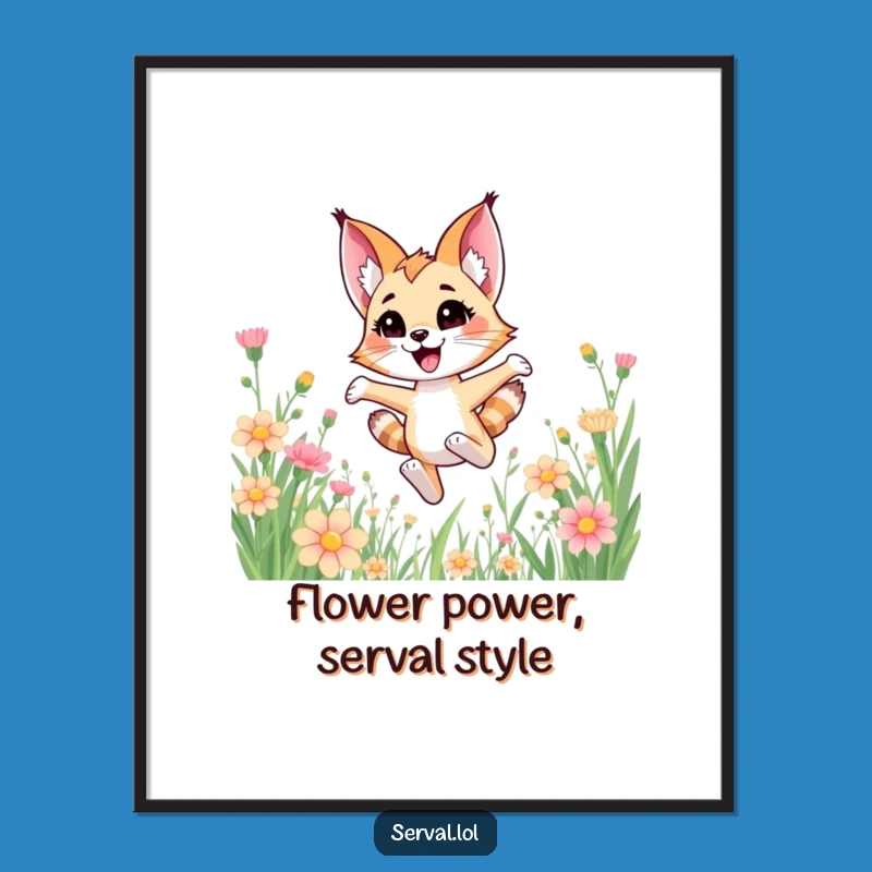 Joyful Serval Flowers Free Printable Wall Art - Whimsical Downloadable Decor