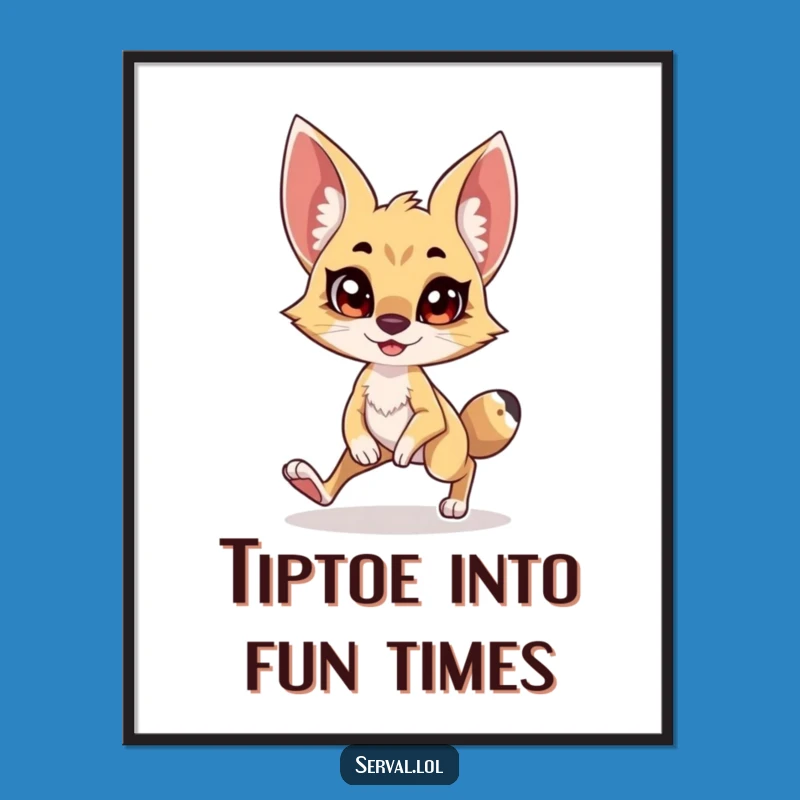 Free Printable Serval Tiptoe Wall Art - Funny Downloadable Cat Decor