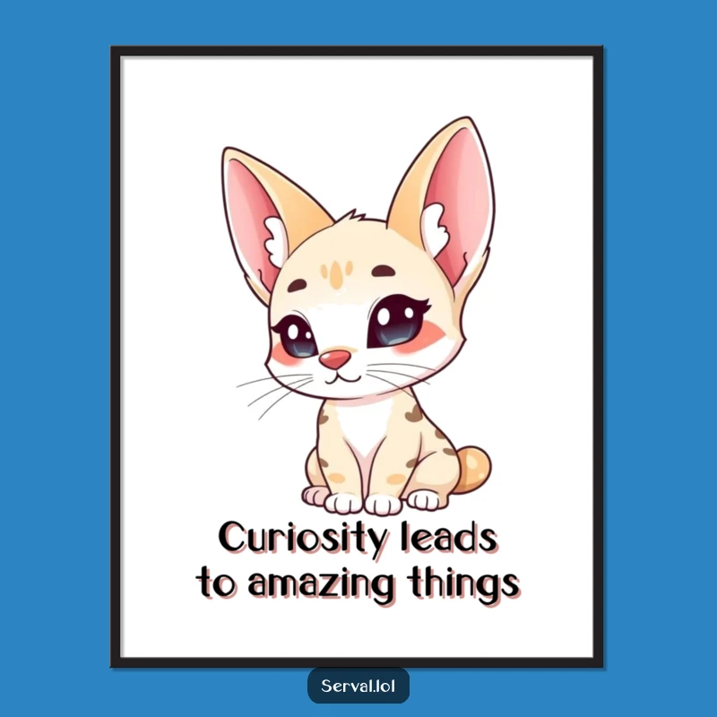 Free Printable Wall Art: Curious Serval Big Ears Funny Downloadable Art Print for Your Home