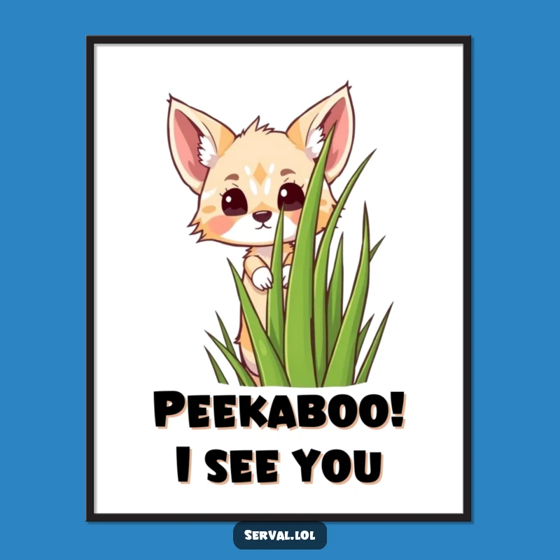 Free Printable Wall Art: Kawaii Serval Peeking, Funny Downloadable Decor!