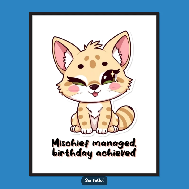 Free Printable Winking Serval Wall Art - Funny Downloadable Decor with a Mischievous Charm