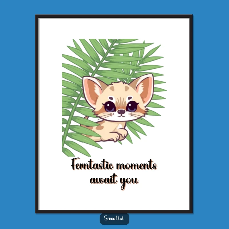 Funny Free Printable Kawaii Serval Jungle Wall Art: Cute Downloadable Decor Gift