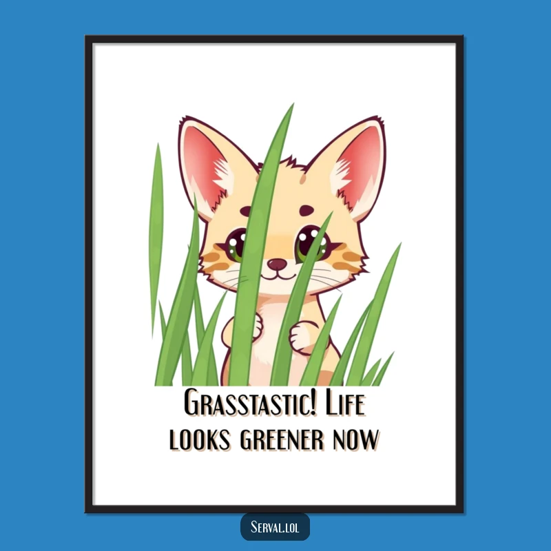 Funny Printable Wall Art: Free Serval Peeking Surprise Downloadable Art Gift