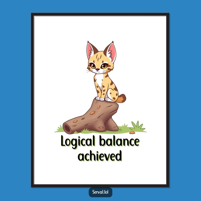 Free Printable Wall Art: Focused Serval Balance, Dynamic Downloadable Decor
