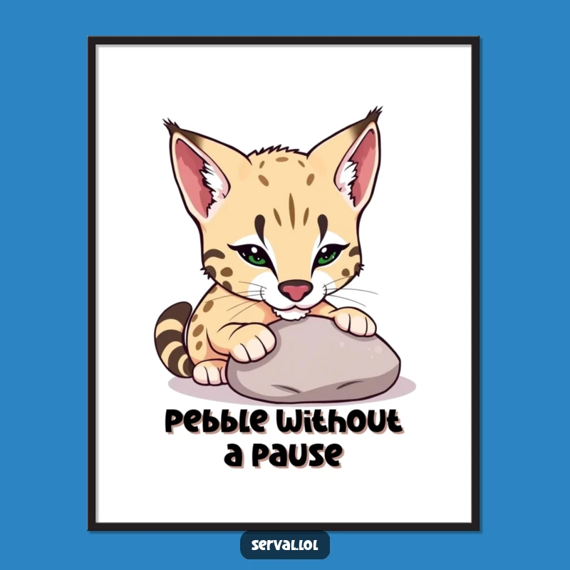Free Printable Wall Art: Playful Serval Pebble, Whimsical Downloadable Decor