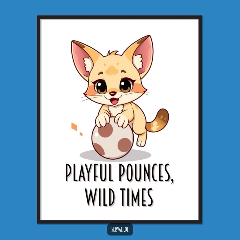 Free Printable Serval Wall Art: Pouncing Cat Funny Downloadable Art for Playful Spaces!